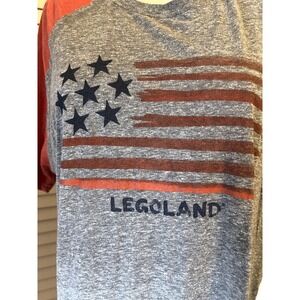 LEGOLAND Raglan tee Patriotic Flag Adult Large XL womens's baseball heather gray